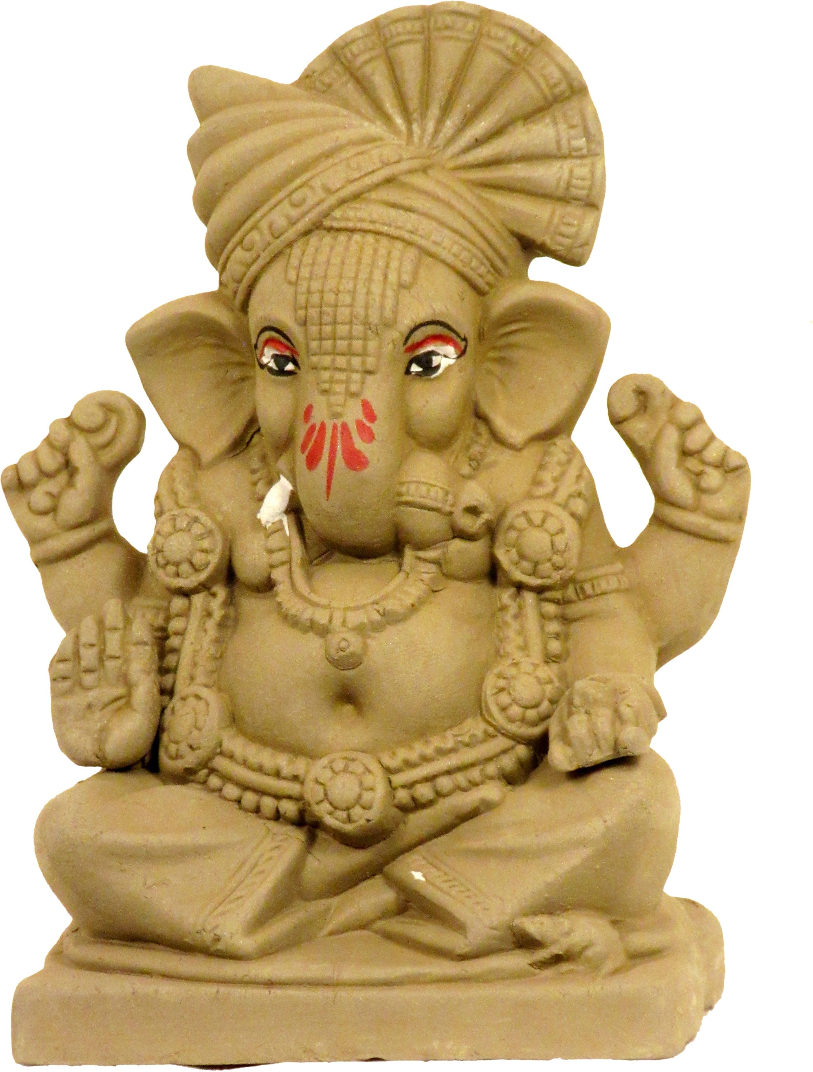 Suninow Eco Friendly Clay Ganesh Idol for Ganesh Chaturthi – 5.1 Inch