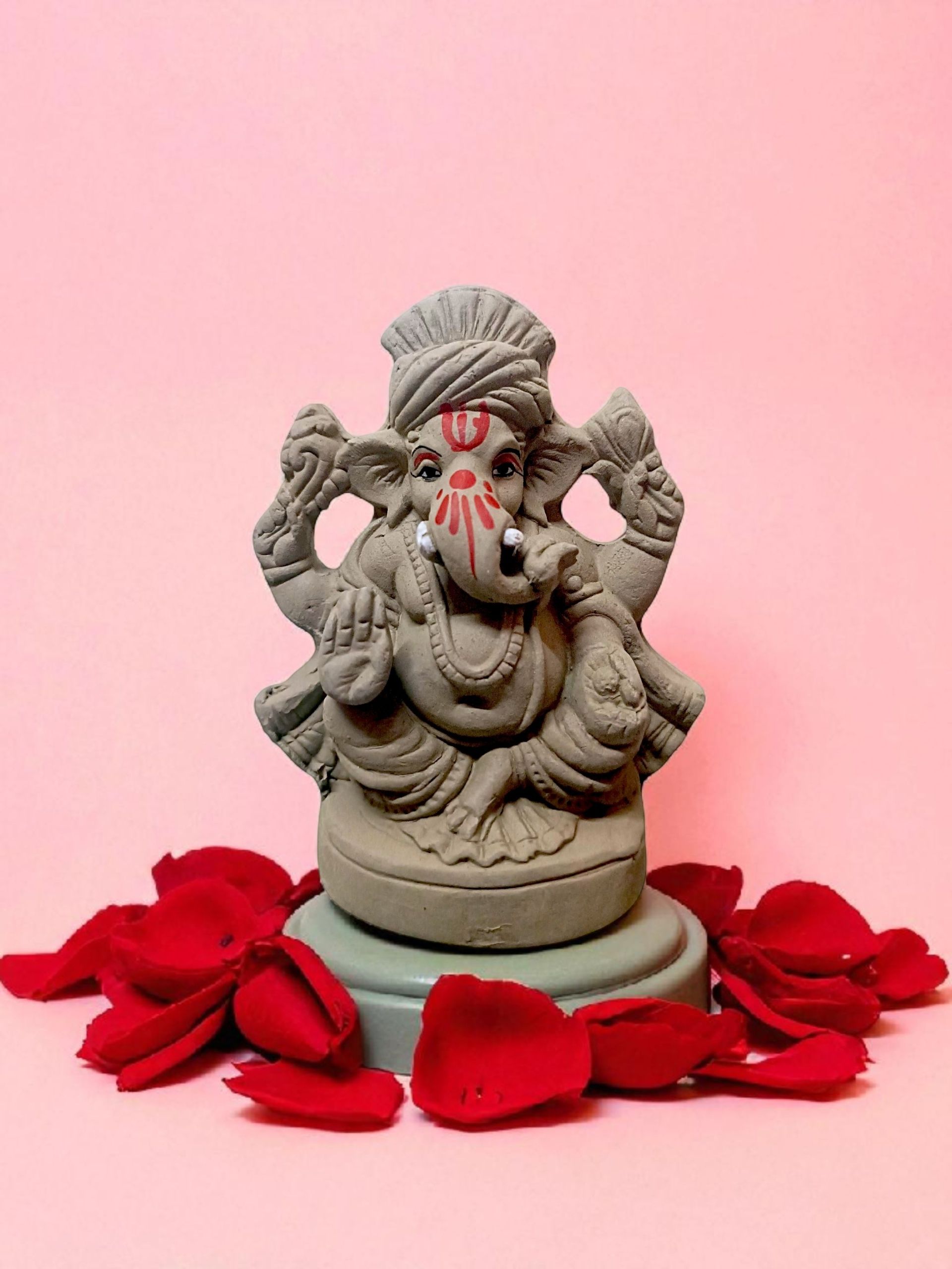 Suninow Eco Friendly Clay Ganesh Idol for Ganesh Chaturthi – 4.7 Inch