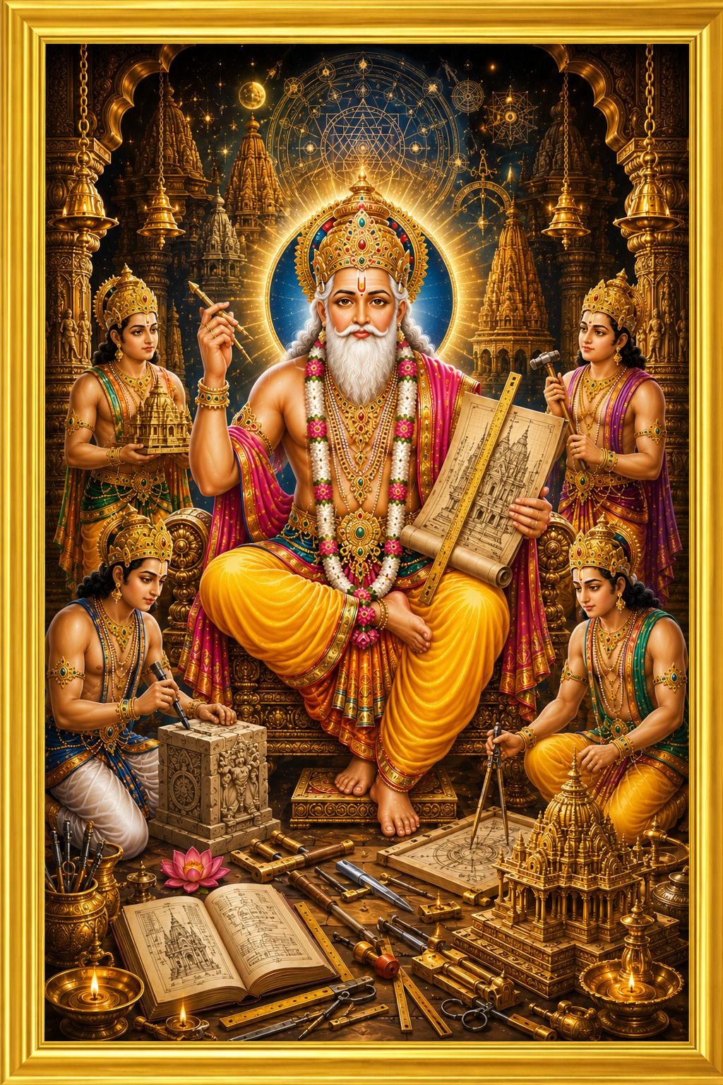 Lord Vishwakarma Bhagwan Photo Frame for Home, Office and Factory — 33x24 cm