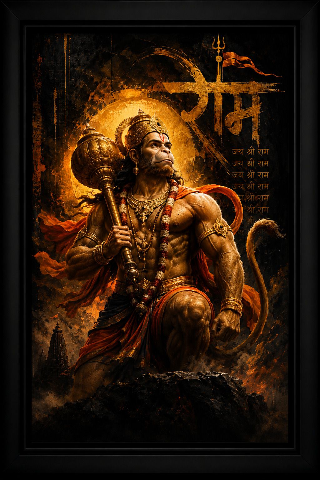 Lord Hanuman Ji Wall Photo Frame | Premium HD Devotional Artwork — 33x24 cm