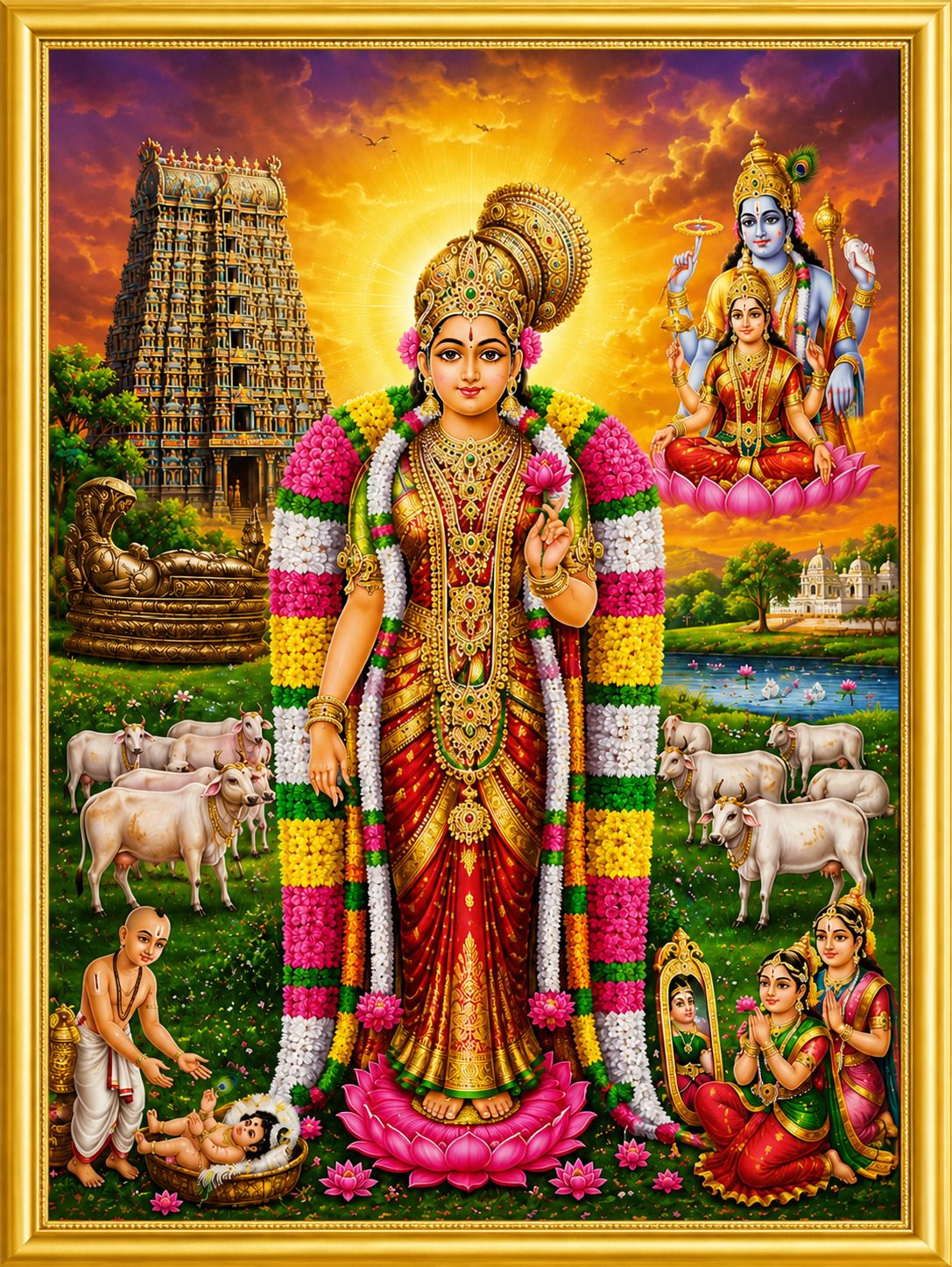 Andal Devi Goda Devi Photo Frame for Pooja Room — 24x19 cm