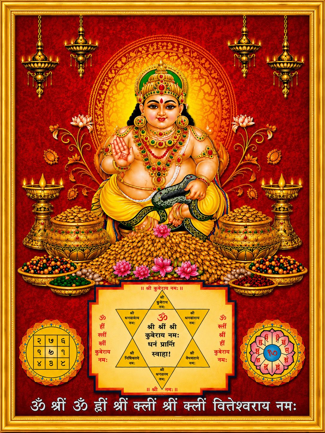 Lord Kuber Yantra Wall Photo Frame — 24x19 cm