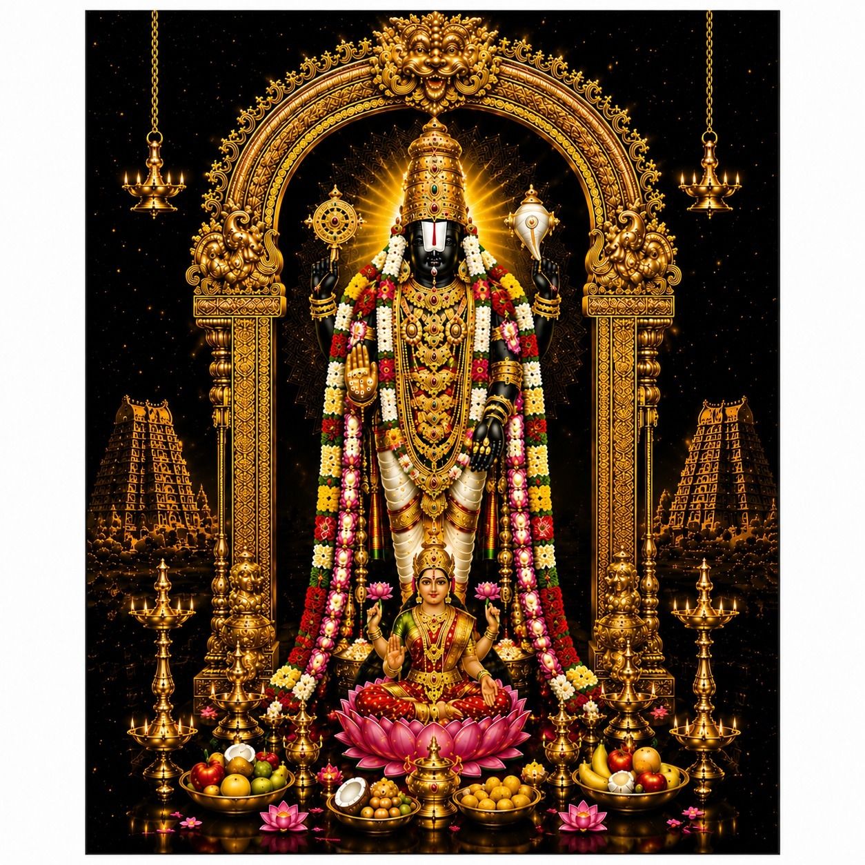 Metal Tirupati Balaji Lord Venkateswara Religious Frame (12x24 Inch) — 60x30 cm
