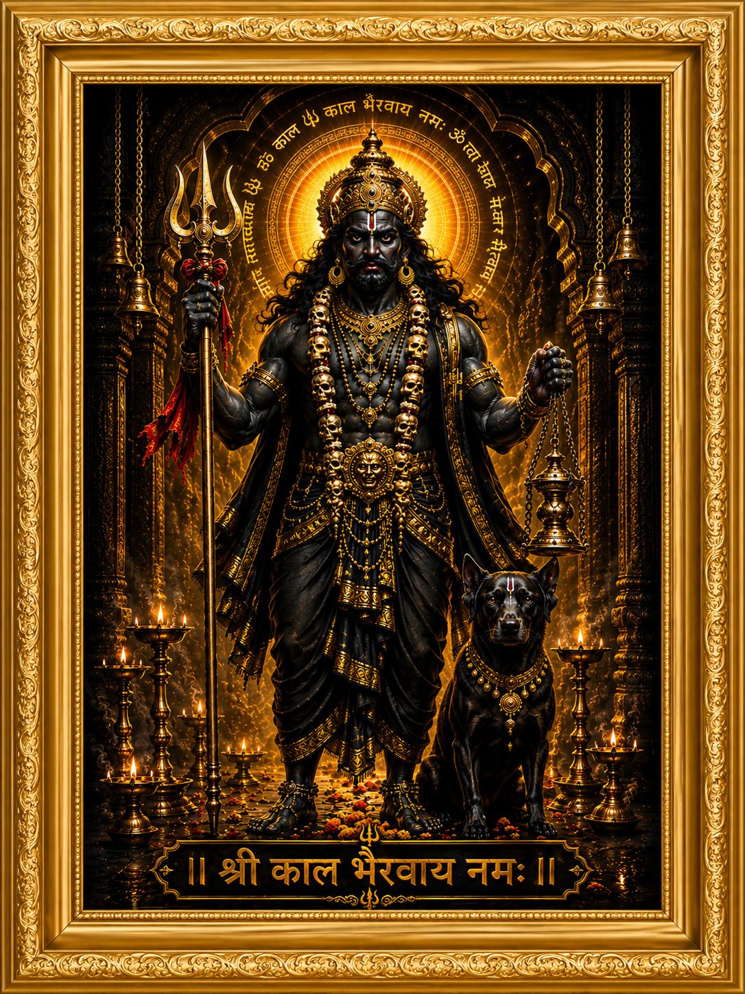 Kal Bhairav Ji Wooden Wall Hanging Religious Photo Frame (19x24 cm) — 24x19 cm