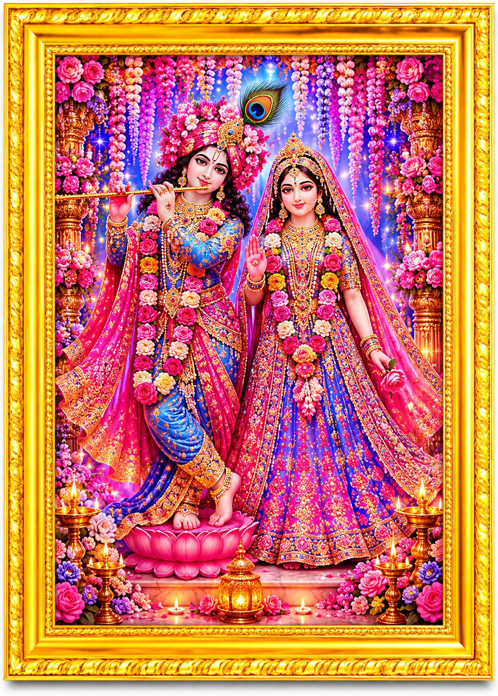 Radha Krishna MDF Sublimation Photo Frame for Wall Decoration — 24x19 cm
