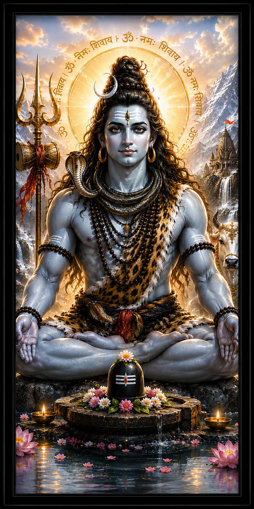 Lord Shiva Premium Wall Art with Black Frame — 24x19 cm