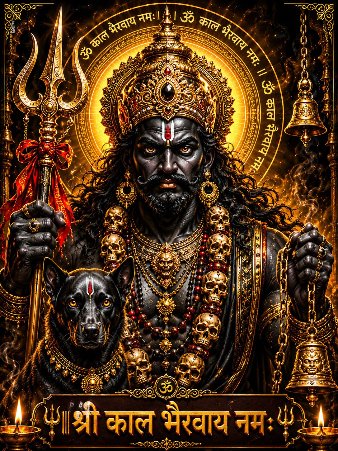 Kal Bhairav Ji Photo Frame for Wall Decor — 24x19 cm