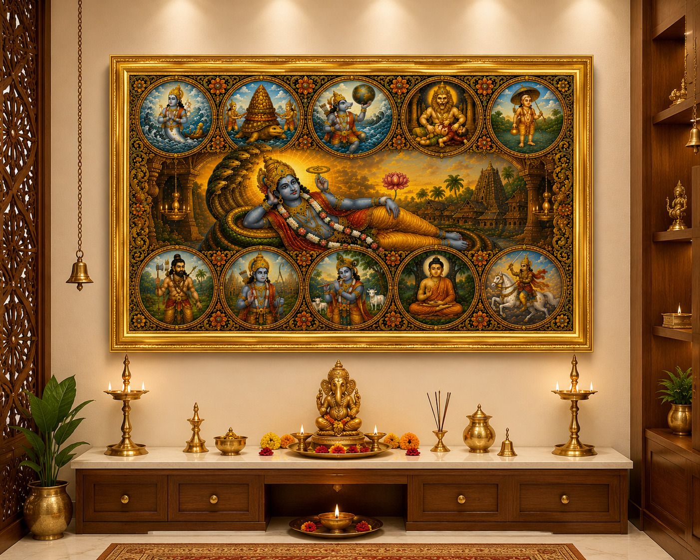 Dasavatara MDF Sublimation Photo Frame with Golden Frame — 24x19 cm (2)