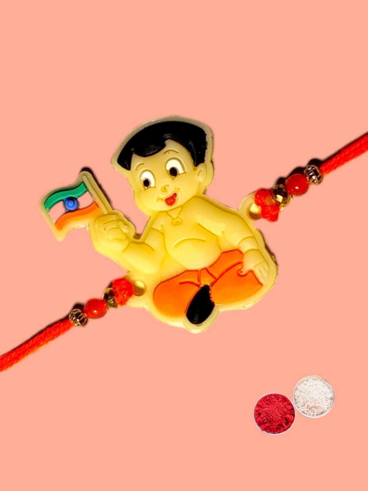 SUNINOW Kids bheem-03 Plastic (PVC) Rakhi Set (1 rakhi , 1 roli , 1 chawal)