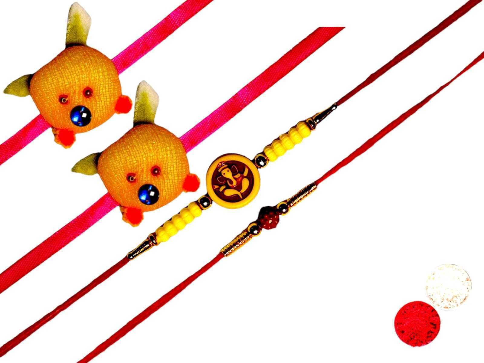 SUNINOW Designer BBKK-4 Assorted Rakhi Set (4)