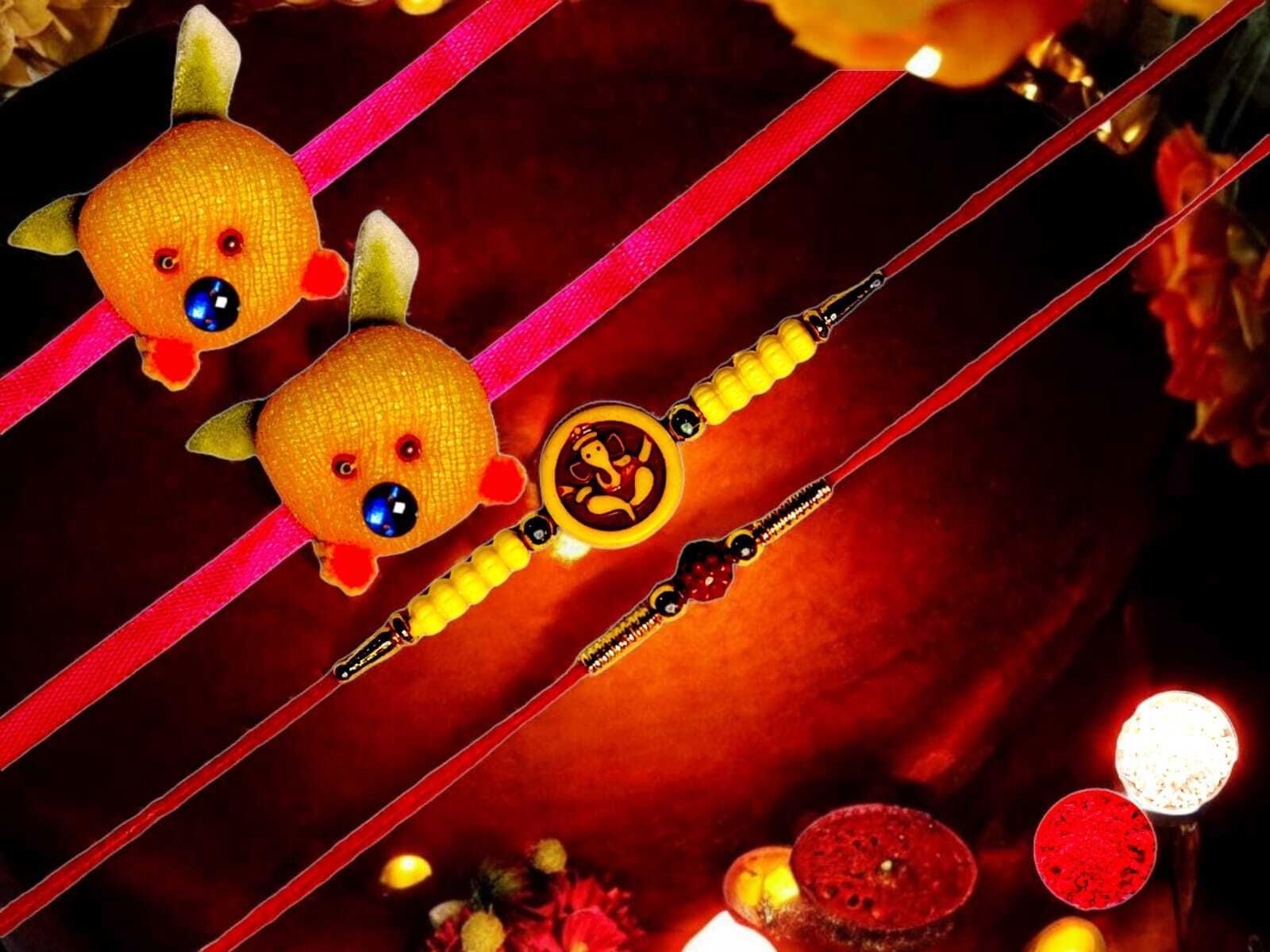 SUNINOW Designer BBKK-4 Assorted Rakhi Set (4)