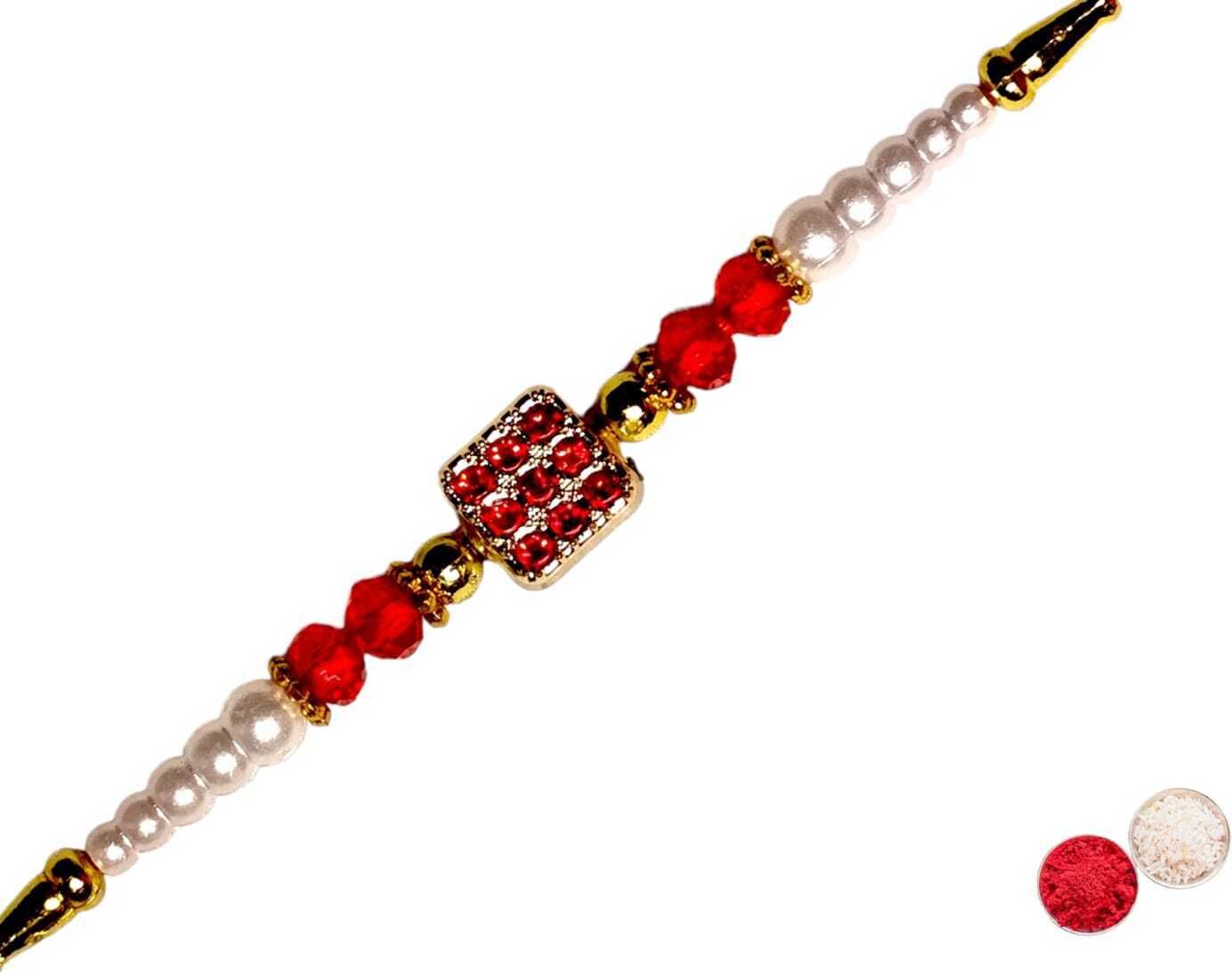 SUNINOW Bhaiya Bhabhi RS-27 Zardosi Rakhi Set (1 rakhi for brother , 1 rakhi for bhabhi)