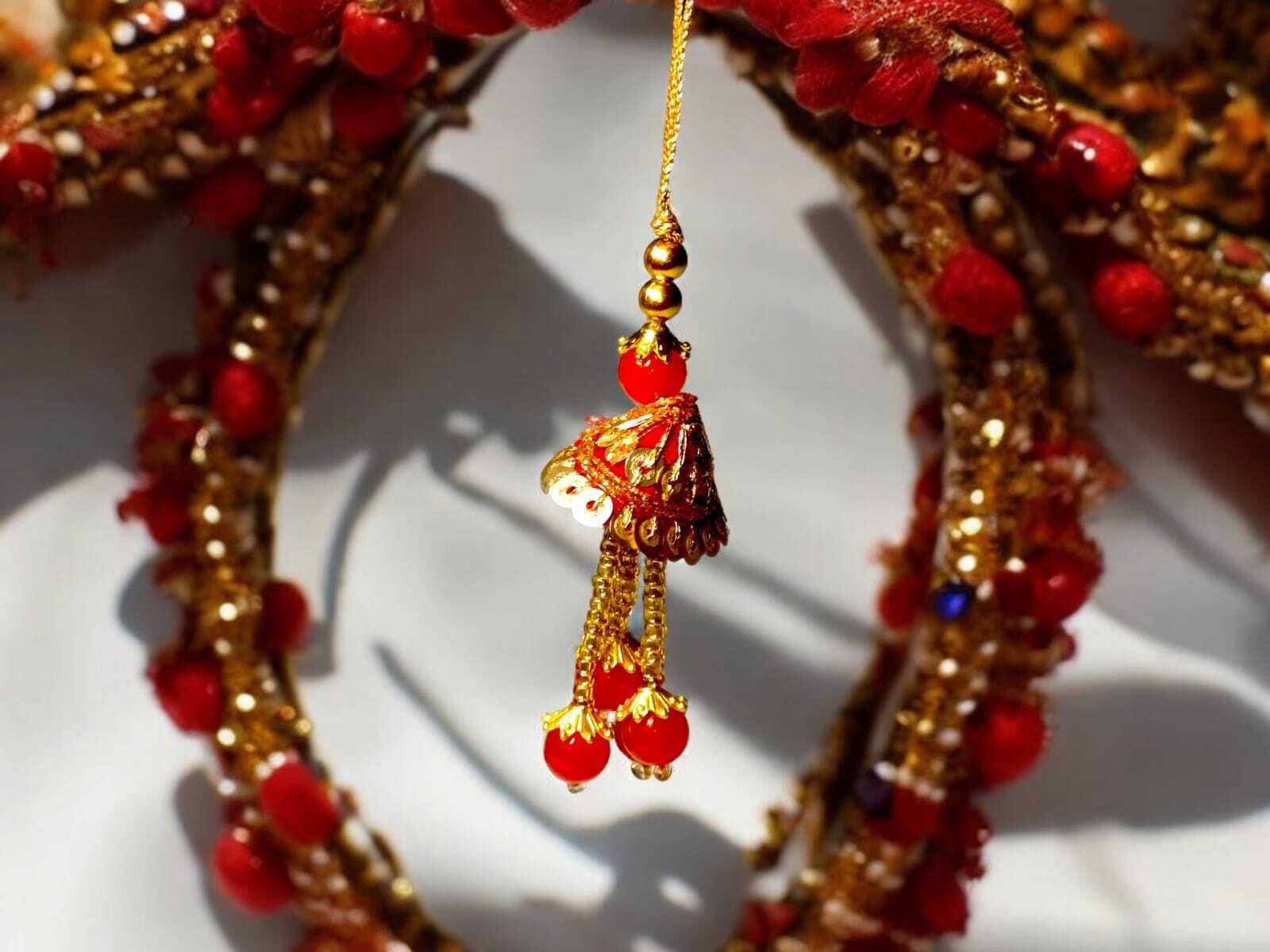 SUNINOW Bhaiya Bhabhi RS-27 Zardosi Rakhi Set (1 rakhi for brother , 1 rakhi for bhabhi)