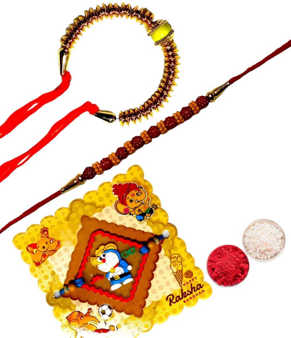 SUNINOW Bhaiya Bhabhi bbk-17 Pearl Rakhi Set (1 rakhi for brother ; 1 rakhi for bhabhi ; 1 rakhi for kids)