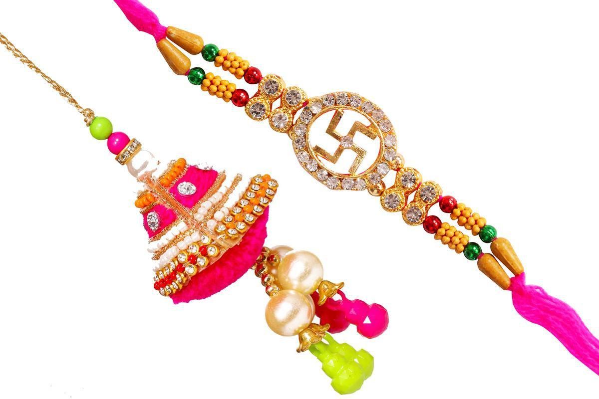 SUNINOW Bhaiya Bhabhi PREMIUM009 Assorted Rakhi Set (2 RAKHI SET)