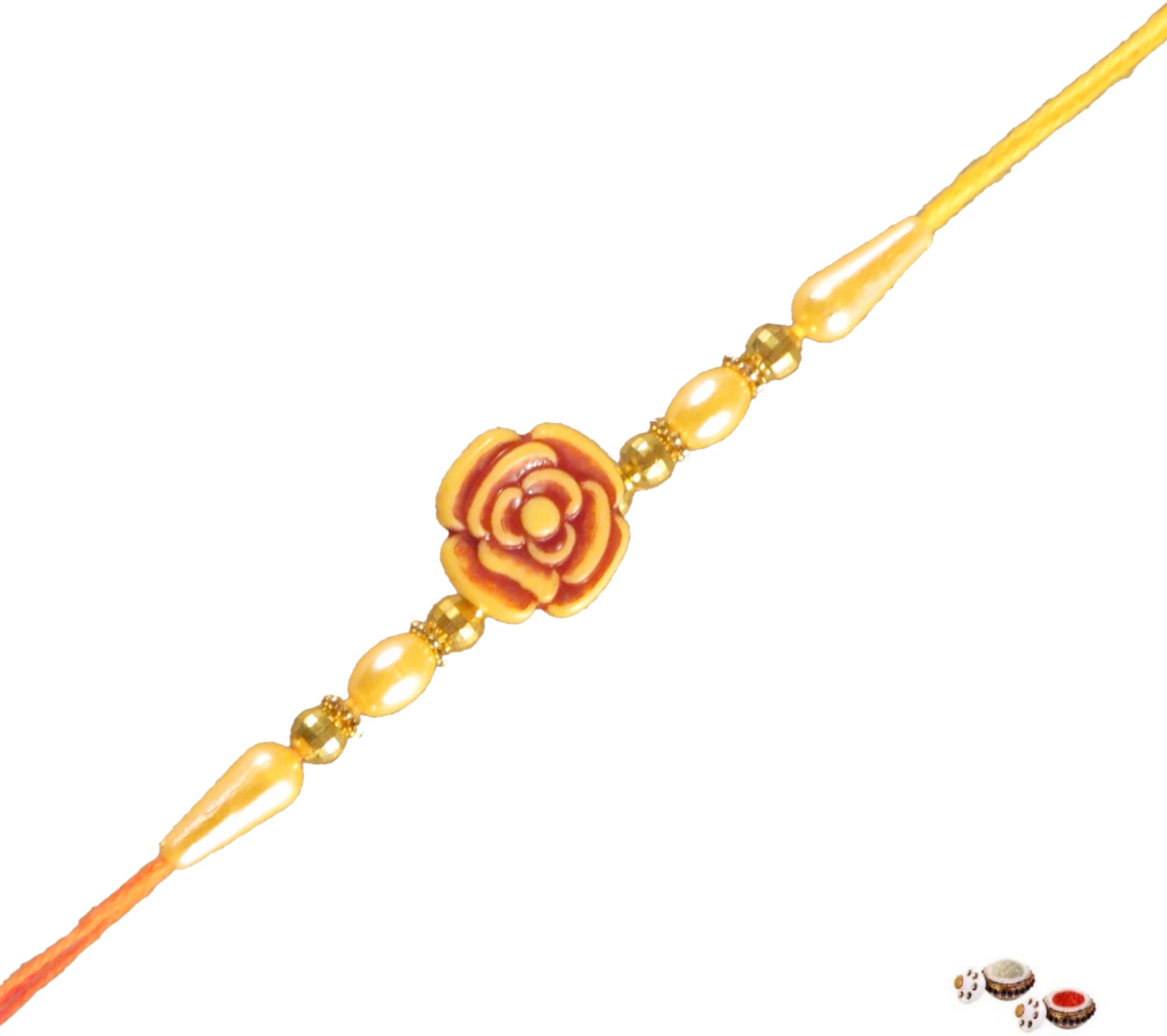 SUNINOW Bhaiya Bhabhi DCREATIONR037 Assorted Rakhi, Chawal Roli Pack Set (3RAKHI FOR BROTHER, 1 ROLI CHAWAL PACK)