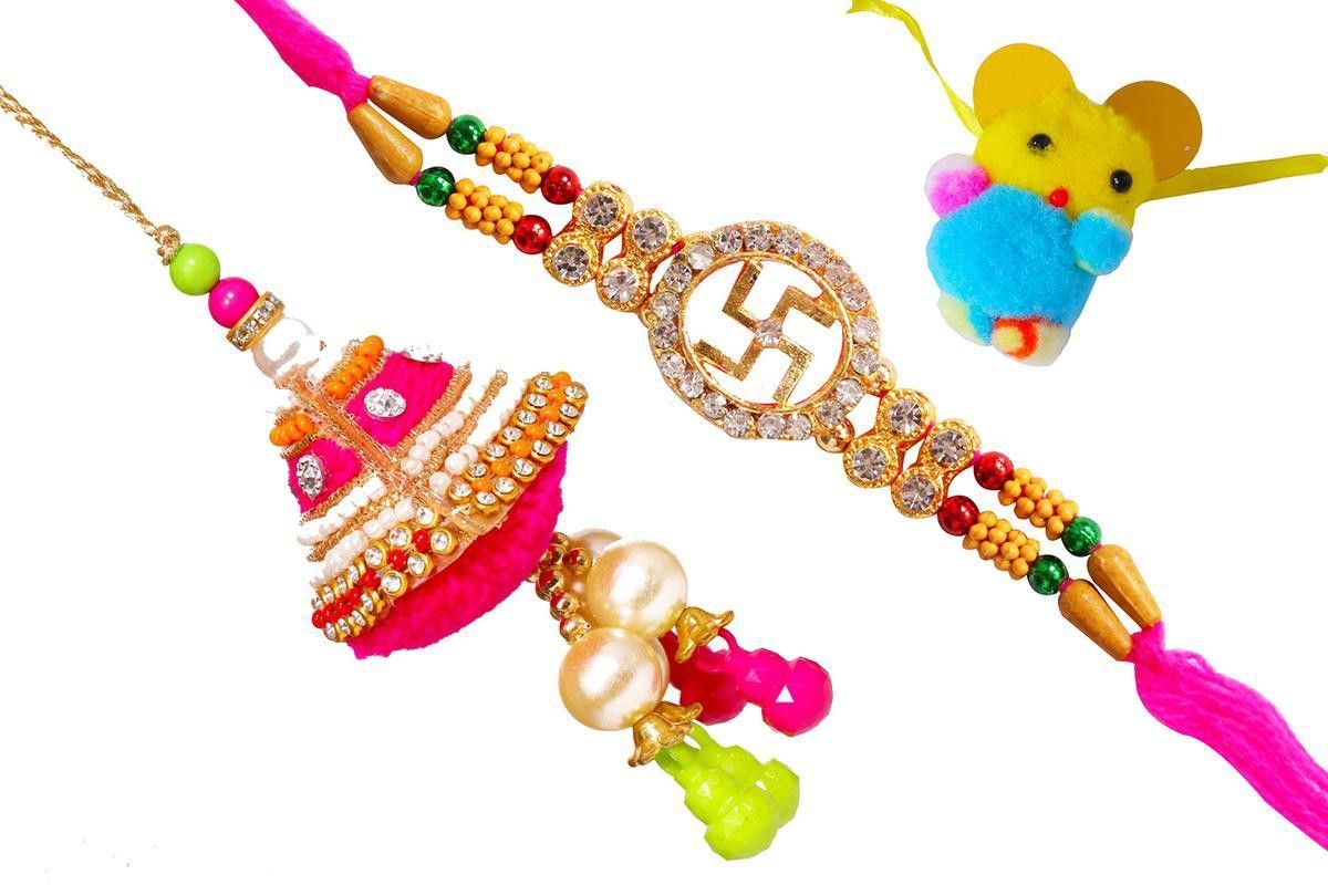 SUNINOW Bhaiya Bhabhi PREMIUM010 Assorted Rakhi Set (1RAKHI SET)